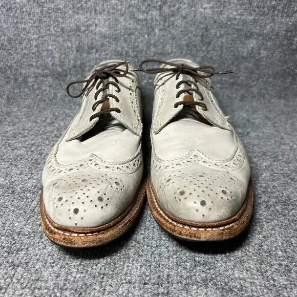 Allen Edmonds Banchory 8054 Mens 10.5 D Dress Shoes Gray Leather Wingtip Oxford